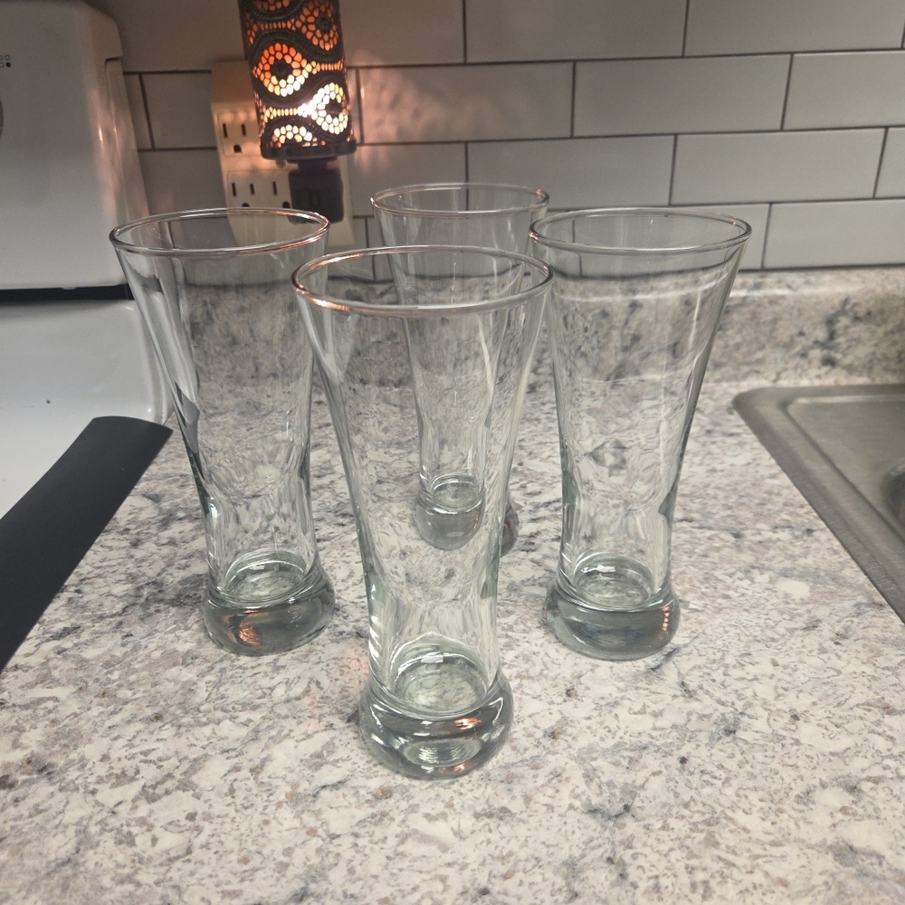 Clear Glass Tapered Tall Tumbler Cup Set Of Four